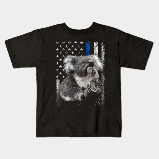 Koala American Flag Tee for Admirers of Australian Wildlife Kids T-Shirt by Gamma-Mage